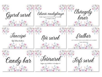 Esküvői információs kártyák - Tavaszi rét 9 db