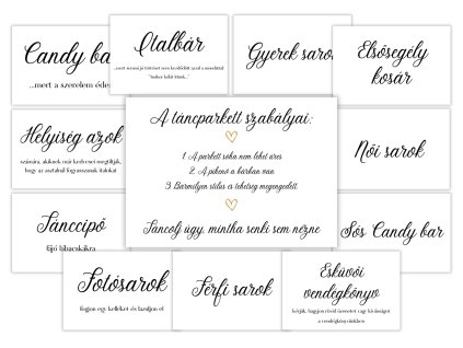 Esküvői információs kártyák - Simple 12 db