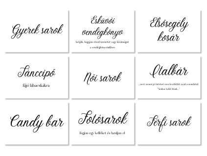 Esküvői információs kártyák - Simple 9 db