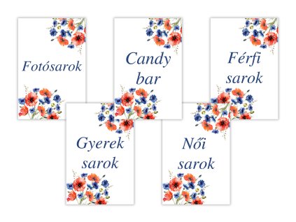 Esküvői információs kártyák - Pipacsok 5 db