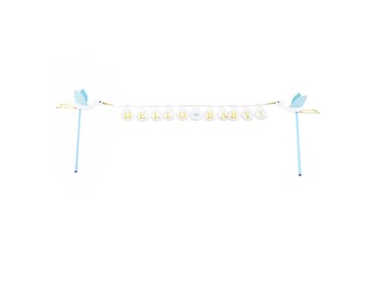 cake topper blue white hello baby 27cm x 16cm