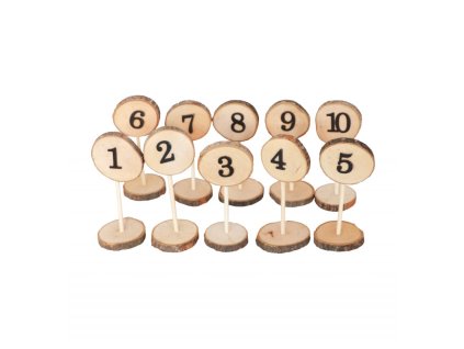 wooden table place holder 1 to 10 dia 5cm x 13 5cm