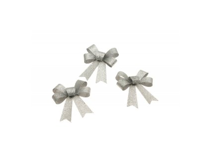 Dekoračné mašle - Glitter strieborné 3 ks