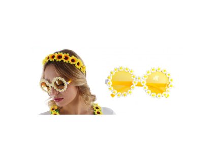 hippie yellow daisy glasses