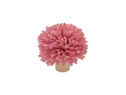 wooden deco w pink flower dia 6 5cm x 6 5cm
