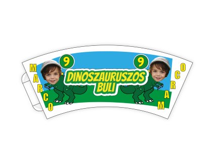 Személyre szabott papír poharak 6 db - Dinoszauruszok
