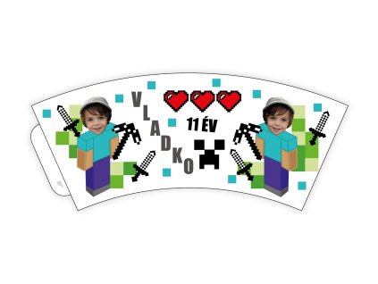 Személyre szabott papír poharak 6 db - Minecraft