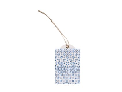 set of 12 blue squares labels with eyelet and link 6cm x 3 7cm