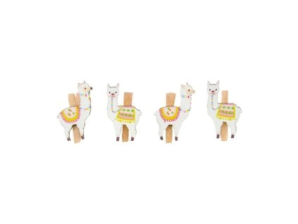 Dekoračné drevené štipce - Lama 4 ks