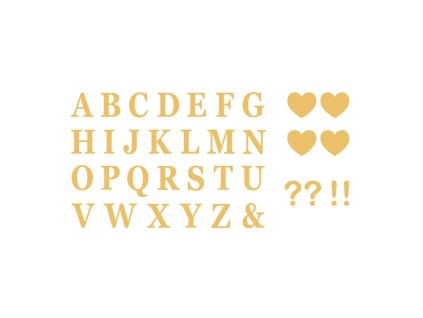 set 48 adhesive gold letters 4 hearts 2 2 7 5cm