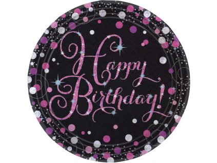 Tányérok - csillogó rózsaszín 8 db