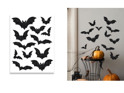 Nálepky na stenu - glitter netopier