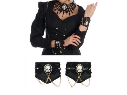 Sada gotických náramkov - biely kamienok