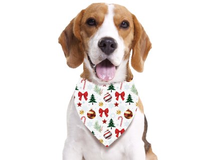 Kutya kendő karácsonyi motívummal - Fehér