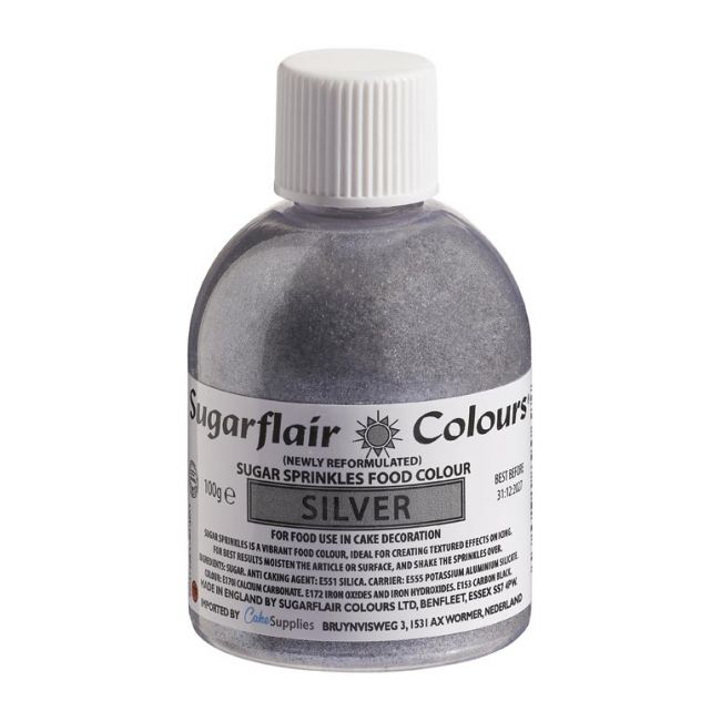 Sugarflair Colours Silver ehető csillámpor - ezüst 100 g