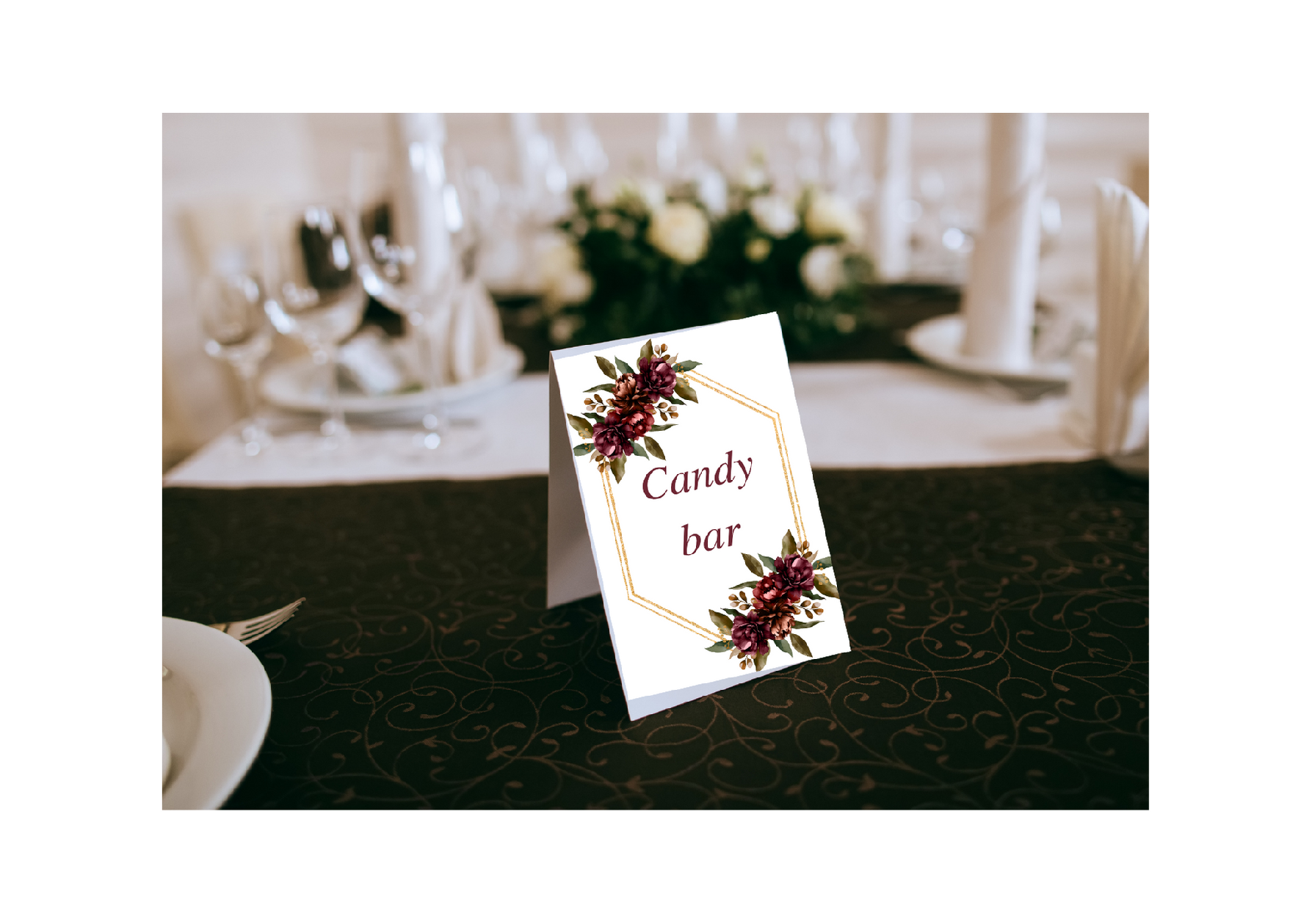 Personal Esküvői információs kártyák - Bordó 9 db Univerzálna karta: Zložená