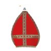 Mikulás sapka - Mitra vörös-arany