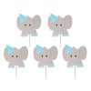 Ozdoby na cupcakes - Modré sloníky