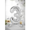 Samostojací fóliový balón 3 strieborný 70 cm