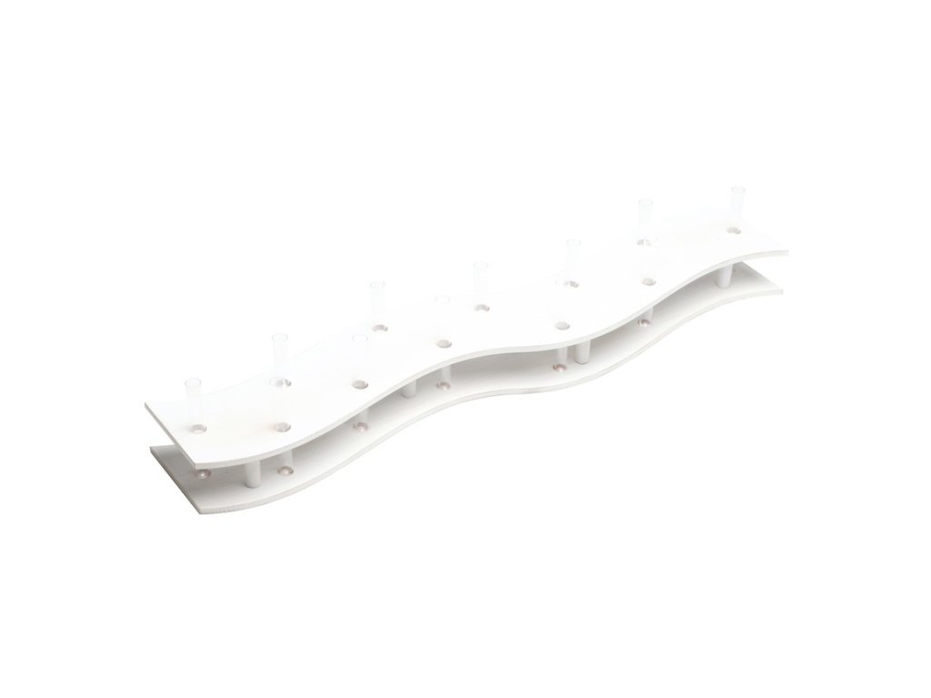 white wooden table center w plastic tubes 100cm x 20cm x 10cm