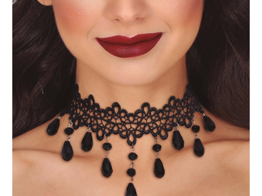 Czarny choker - łezki
