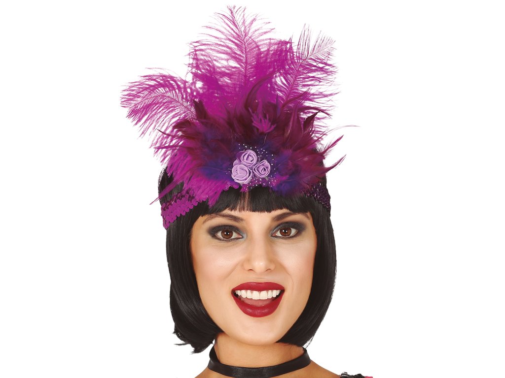 Opaska na głowę z piórkiem w kolorze fuksji