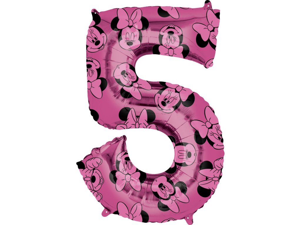 Foliowy balon – urodzinowa cyfra 5 – Minnie 66 cm