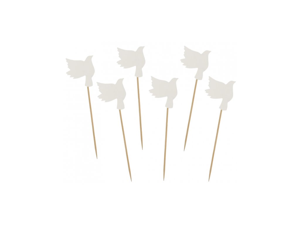 Dekoracje na babeczki - Białe gołębie 12 szt.