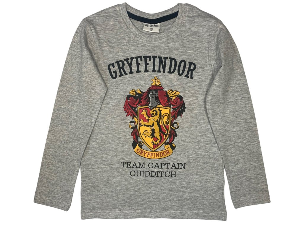Koszulka chłopięca z długim rękawem - Harry Potter Gryffindor szara