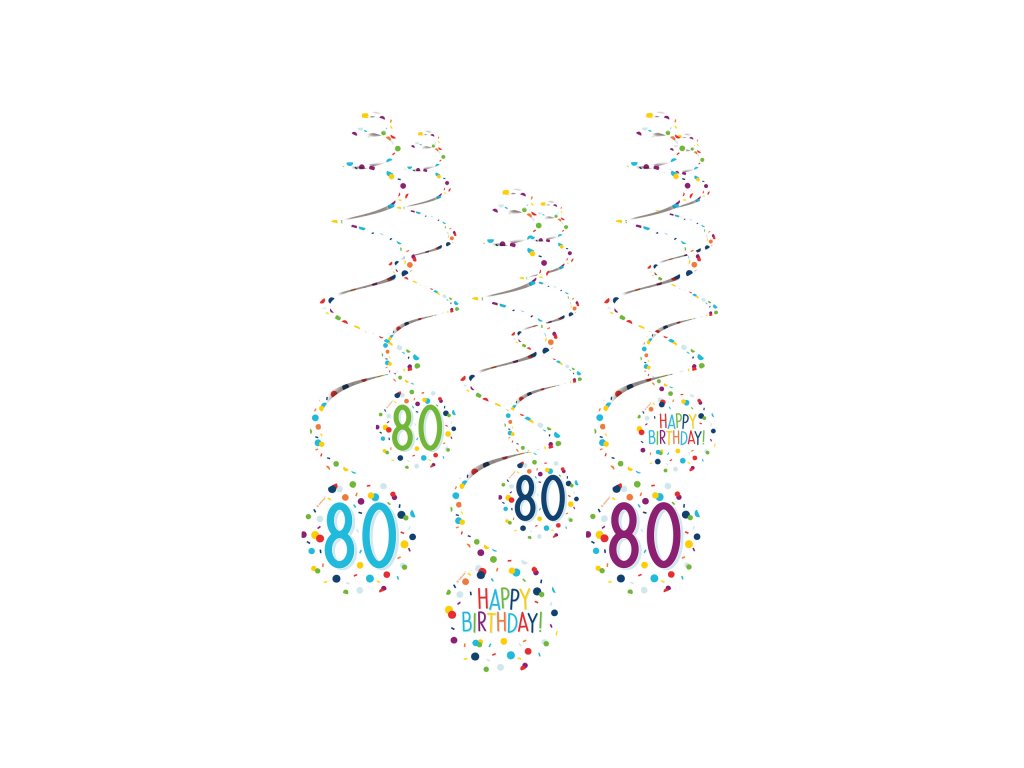 Dekoracyjne wiry - Happy Birthday z konfetti 80