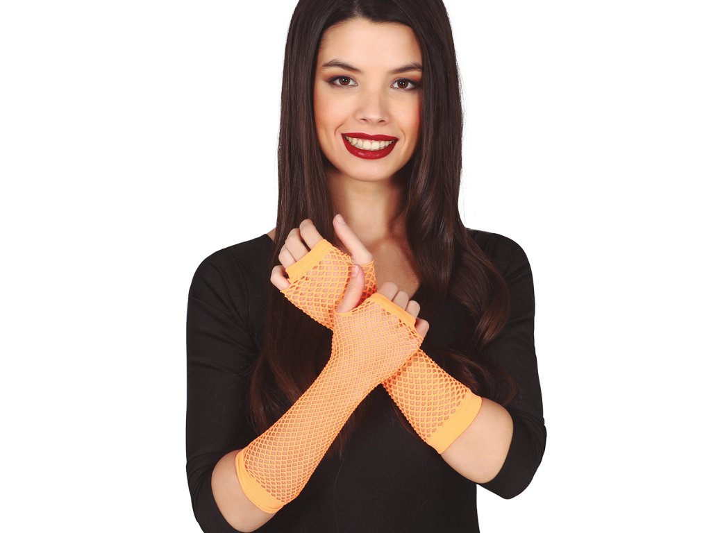 Rękawiczki perforowane damskie - pomarańczowe