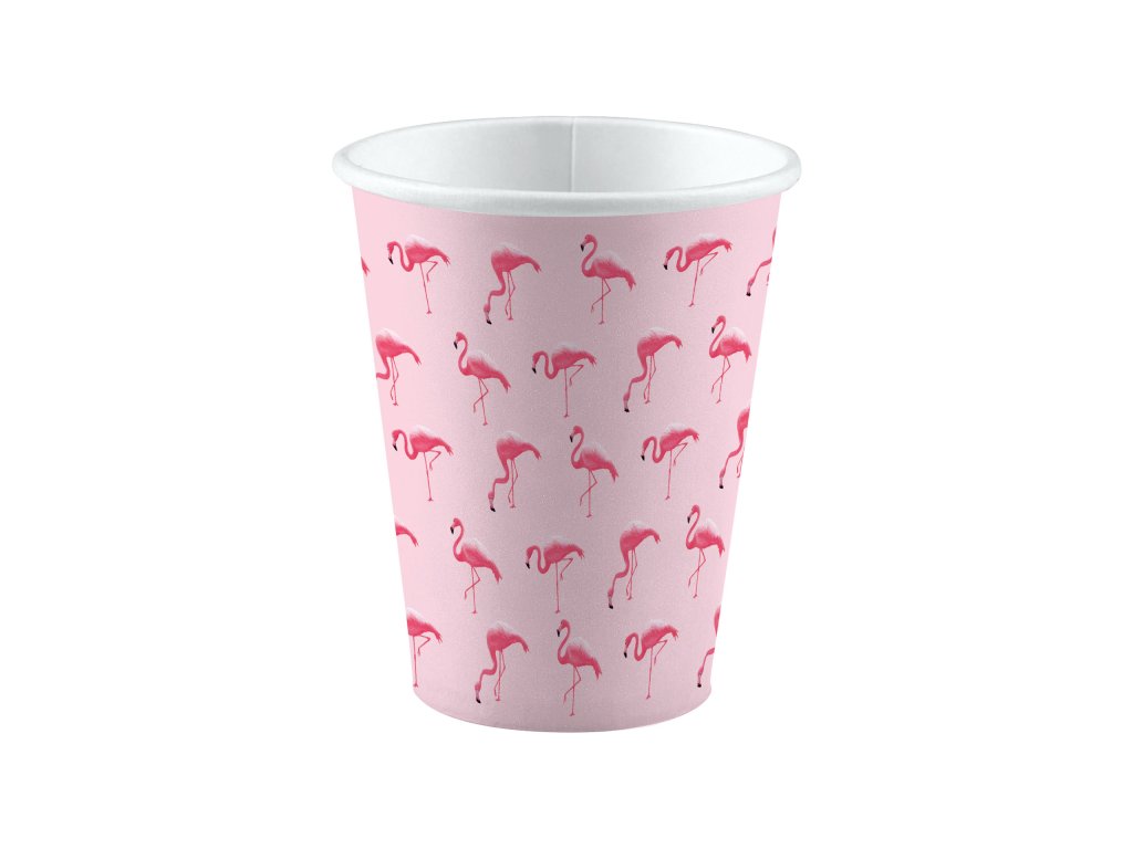 Kubki papierowe - flaming 8 szt.