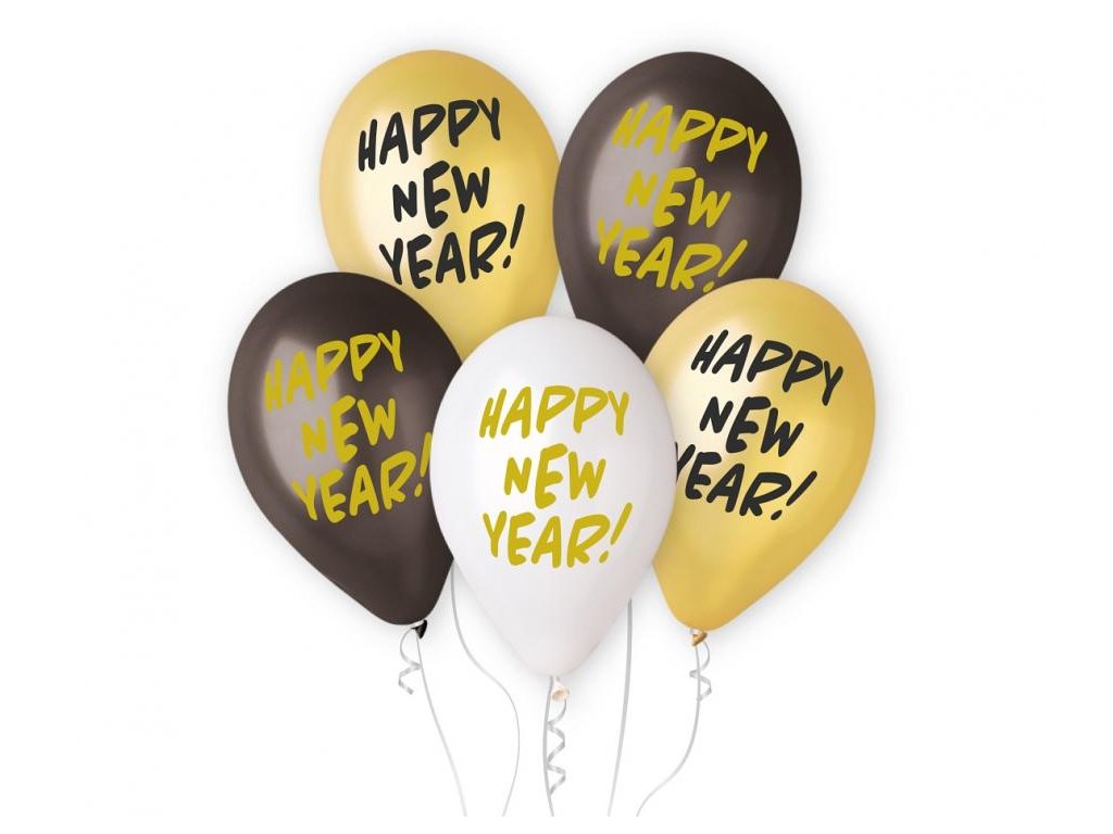 Balonowy bukiet - Happy New Year, mix. 5 szt.