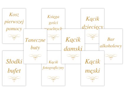 Weselne karteczki informacyjne - Elegant ornament 9 szt.