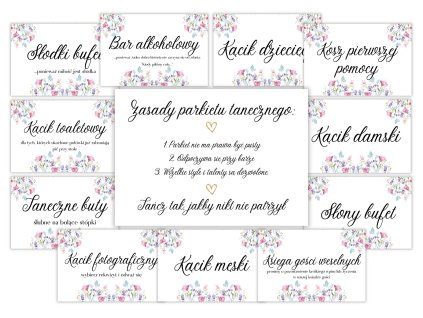 Weselne karteczki informacyjne - Wiosenna łąka 12 szt.