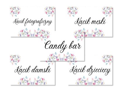 Weselne karteczki informacyjne - Wiosenna łąka 5 szt.