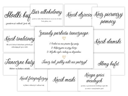 Weselne karteczki informacyjne - Simple 12 szt.