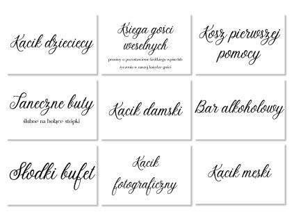 Weselne karteczki informacyjne - Simple 9 szt.