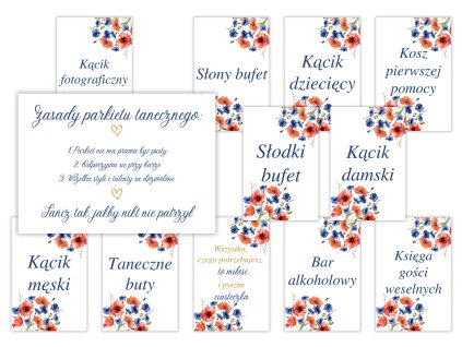 Weselne karteczki informacyjne - Maki 12 szt.