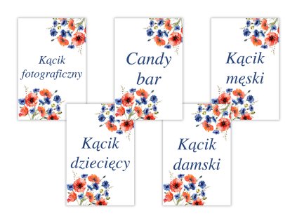 Weselne karteczki informacyjne - Maki 5 szt.