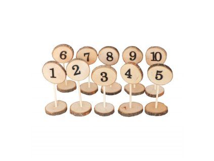 Drevené čísla stolov 1 - 10