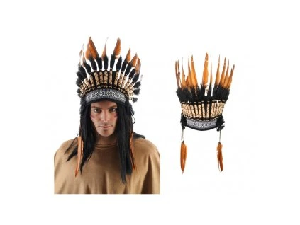 Indiánska čelenka s hnedými pierkami