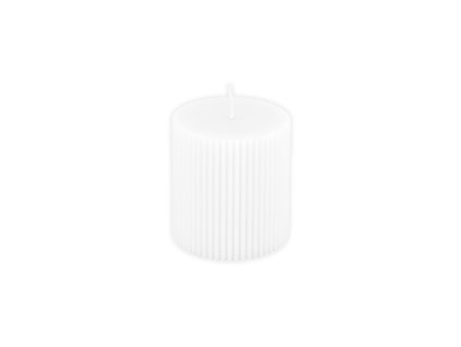 white fluted pillar candle dia 7cm x 7 5cm