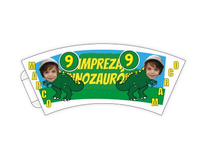 Personalizowane kubki papierowe 6 szt - Dinozaury