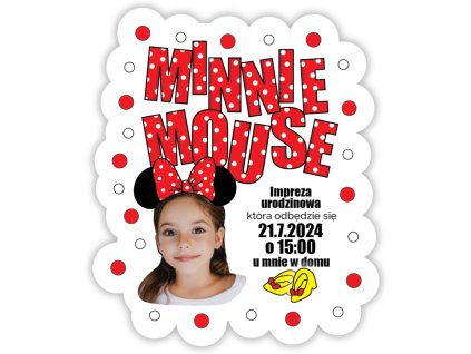Personalizowane zaproszenia 6 szt - Myszka Minnie