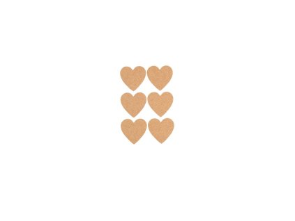 set of 6 cork sticker heart shape 7 5x5 4cm