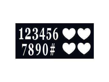 Sada nálepiek - Biela čísla 0-9 a srdiečka