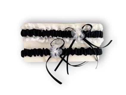 Set svadobných podväzkov - Čierny 2 ks