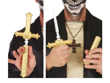 Naszyjnik - Halloweenowy krzyż i sztylet