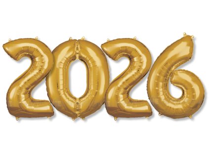Set balónov 2026 - zlatý 35cm